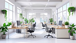 Bright Modern Office Space with Plants