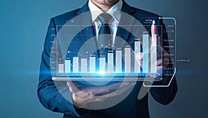 Data Analysis concept with businessman using a tablet computer