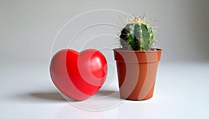 Toy heart and cactus illustration.