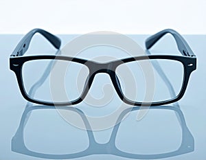 Black Framed Glasses with Reflection