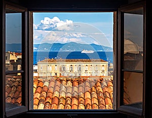 Mediterranean View from Open Window