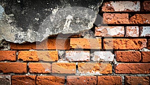Close up brick cracked wall texture background, broken concept