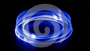 Abstract Blue Light Trails on Black Background