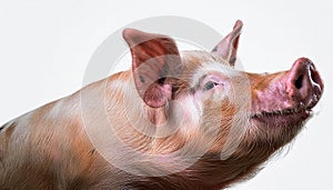 Dirty pig head on white background. Farm.