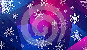 Dark blue, Pink vector christmas polygon background. Low poly Illustration consisting