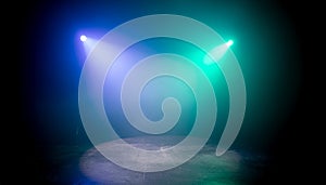 Colorful Spotlights on an Empty Stage