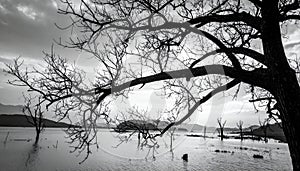 Silhouette of branch for horror feeling