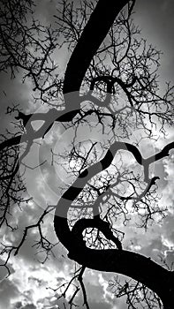 Silhouette of branch for horror feeling