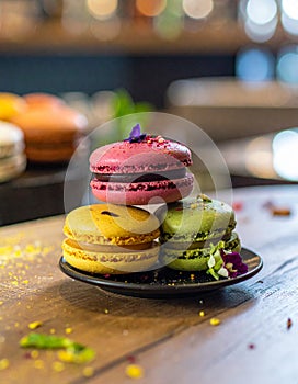 Colorful macarons dessert