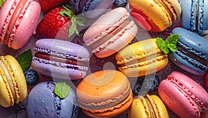 Colorful macarons dessert