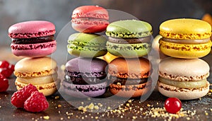 Colorful macarons dessert