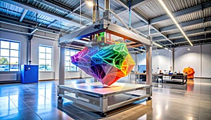 Giant 3D Printer Creating a Colorful Object