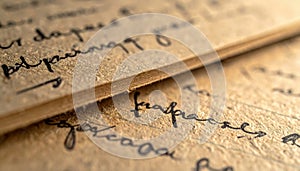 Close-up of Handwritten Text on Aged Paper