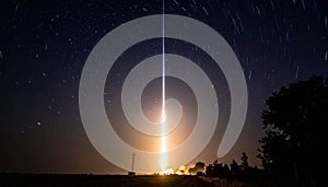 Rocket Launch Under Starry Night Sky