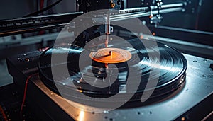 Vinyl Record Cutting Process Close-Up