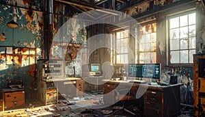 Abandoned Post-Apocalyptic Server Room