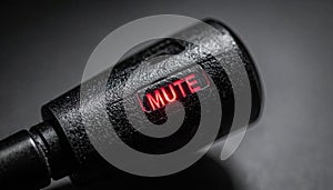 Mute Button on Microphone with Red Light