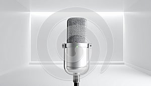 Retro Microphone in a White Studio