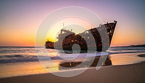 Shipwreck at Sunset
