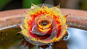 Vibrant Bromeliad Bloom in Water