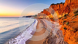 Sunrise Over Red Cliffs Beach