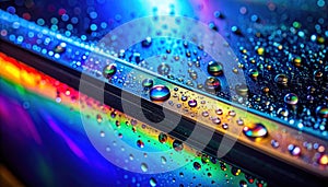 Abstract Rainbow Reflections and Water Droplets