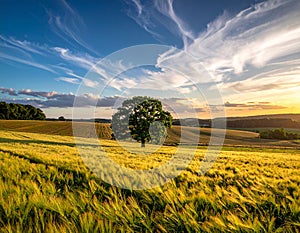Landscape with a lonely tree and horizon.