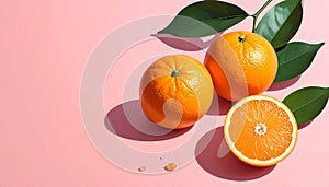 Oranges Illustration Image with Pink Background