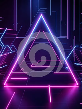 Abstract Neon Triangle and Lines