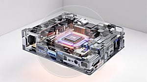 Internal View of a High-Performance Gaming Computer with Advanced Cooling System