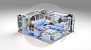 Futuristic Data Center Server Rack with Advanced Cloud Computing Technology