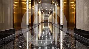 Luxury Hotel Interior with Elegant Elevator.
