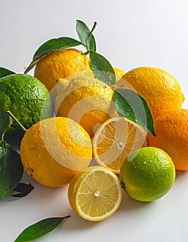 Fresh Citrus limonia fruits isolated on white background
