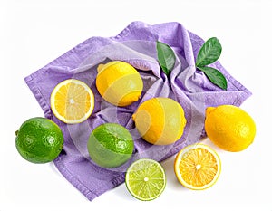 Fresh Citrus limonia fruits isolated on white background