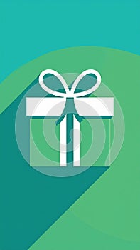 Gift Box Flat Icon with long shadow