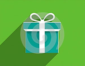 Gift Box Flat Icon with long shadow