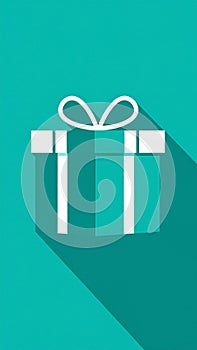 Gift Box Flat Icon with long shadow