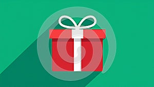 Gift Box Flat Icon with long shadow