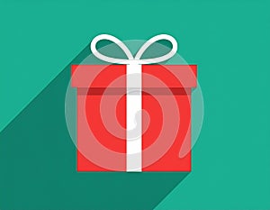 Gift Box Flat Icon with long shadow
