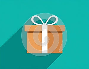 Gift Box Flat Icon with long shadow