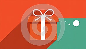 Gift Box Flat Icon with long shadow