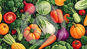 Vegetable illusutration pattern.