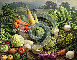 Vegetable illusutration pattern.