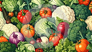 Vegetable illusutration pattern.