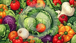 Vegetable illusutration pattern.