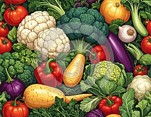 Vegetable illusutration pattern.