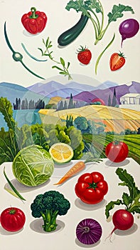 Vegetable illusutration pattern.