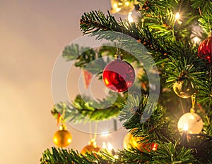 Close look at Christmas tree