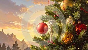 Close look at Christmas tree