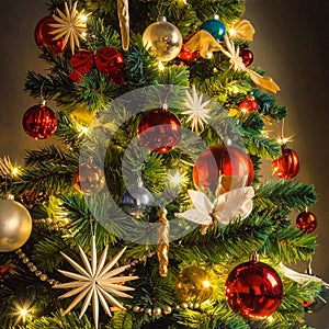 Close look at Christmas tree